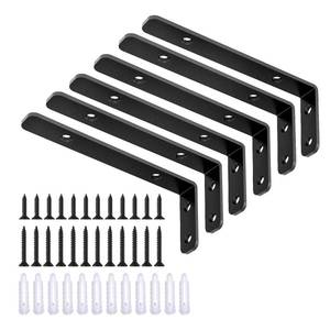 lot 4437 image: LSK 6PCS L Bracket, 5in2in(12550mm) Shelf Support Corner Bracket for Wooden Board, Max Load  42lb, Black