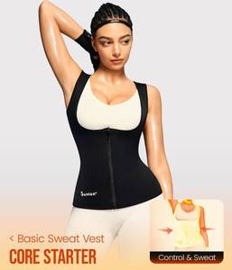 lot 4451 image: Junlan Sauna Suit Vest Waist Trainer for Women Zipper Sweat Tank Top Shaper