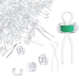 lot 4452 image: Jexine 270 Pack Bobbin Thread Holder Set Includes Sewing Bobbin, Clips, Thread Holders Sewing Machine Accessories for Spool Organizing (Clear)