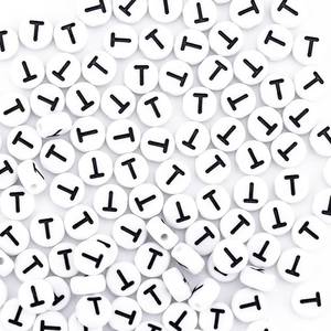 lot 4455 image: Sunrica 300Pcs Round Letter Beads for Friendship Bracelets Making 4X7mm Individual White Alphabet Beads T