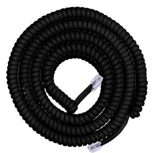 lot 4458 image: Power Gear Coiled Telephone Cord, 4 Feet Coiled, 25 Feet Uncoiled, Phone Cord works with All Corded Landline Phones, For Use in Home or Office, Black, 76139