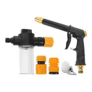 lot 4468 image: ULTECHNOVO High Pressure Hose Nozzle Set with Foam Cannon - Long Reach Power Washer Wand, 3 Universal Adapters and Clamps for Regular 12in and 58in Hoses, Adjustable Spray Gun for Car Wash, Patio and Yard