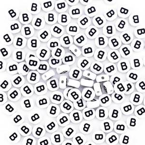 lot 4471 image: Sunrica 300Pcs Round Clay Letter Beads for Charms Bracelets Making 4X7mm Individual White Alphabet Beads B