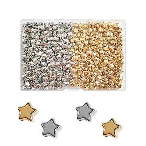 lot 4474 image: 400 Pieces Star Shape Spacer Beads, 6mm Large Hole Loose Beads Accessories for Jewelry Making (Gold,Silver)