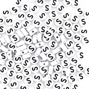 lot 4477 image: Sunrica 300Pcs Round Letter Beads for Friendship Bracelets Making 4X7mm Individual White Alphabet Beads S