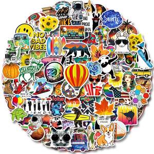 lot 4493 image: 100 PCS Water Bottle Stickers for Kids Teens Girls Adults, Aesthetic Cute Vinyl Waterproof Vsco Cool Stickers, Laptop Scrapbook Skateboard Computer Car Sticker Packs