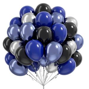 lot 4501 image: Blue and Black Balloons, 60pcs 12inch Blue Black Metallic Silver Balloons for Graduation New Year Birthday Party Decorations
