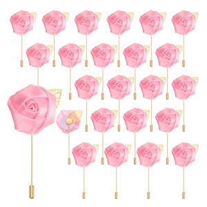 lot 4504 image: uxcell 24pcs Pink Rose Boutonnieres Flower Pins for Wedding