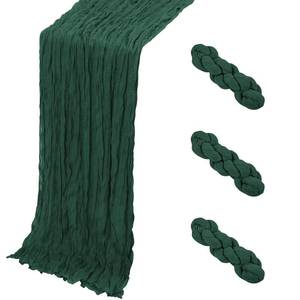 lot 4505 image: Yorcari 3 Pack Emerald Green Cheesecloth Table Runner, 17 x 108 Inch, Gauze Cheese Cloth Table Runner Rustic Sheer Runner for Wedding Birthday Party Baby Shower Table Decor(Emerald Green)
