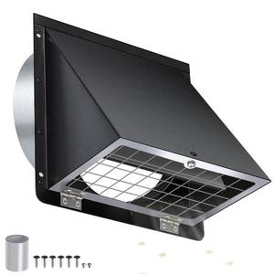 lot 5578 image: 6 Inch Hooded Wall Vent with Mesh and Damper,6ftft Exhaust Vent Cover,6in Dryer Vent Cover Outside Metal Wall Exhaust Duct Cap for Kitchen Range HoodBathroom ExhaustLaundry-Galvanized Steel,Black