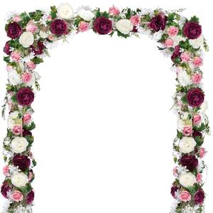lot 5580 image: JoyHome 2 Pack Artificial Peony Garland - 6ft Silk Flower Vine Purple and White Roses for Wedding Arch Party Table Decor