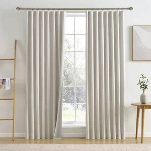 lot 5590 image: Linen Blackout Curtain 90 Inches Long 2 Panels 50inx90in Natural Birch