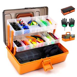 lot 5594 image: Large 3-Layer Tackle Box with Tackle Included, 417Pcs Fishing Lures Kit