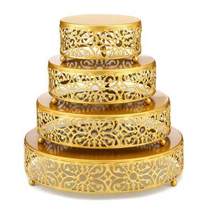 lot 5595 image: Lallisa 4 Tier Cake Stand Round Metal Stands Set 6ftft 8in 10in 12in Dessert Cupcake Stands Decoration for Wedding Birthday Event Pastry Candy Display Plate Tea Party Anniversary Celebration