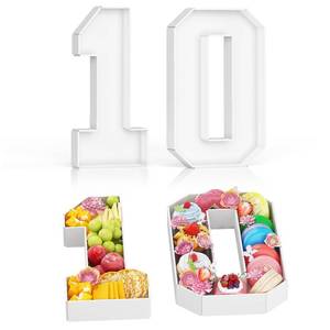 lot 5596 image: HILAVO Cardboard Number for Charcuterie, 13.7in Cardboard Number 10 Fillable Number for Food Paper Mache Number Boxes for Cupcake Sweet Candy 10th Birthday Anniversary Party Decorations