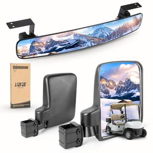 lot 5597 image: 10L0L Golf Cart Mirrors, No Drilling 180 Degree Rotation and Foldable-HD Shatterproof Glass Mirrors for Golf Cart Club Car EZGO and Other, No Drilling Side Mirror and Rear View Mirror Kit