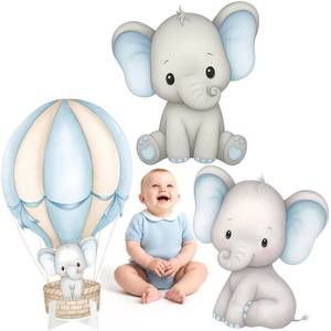 lot 5604 image: BrightRow 3 Pcs Elephant Baby Shower Birthday Decorations Large Cutouts Gender Reveal Sign 1st Birthday Party Elephant Centerpieces for Baby Shower Party Supplies Photo Booth Props Backdrops Decor