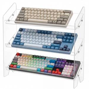 lot 5607 image: Sintuff 3 Tier Acrylic Keyboard Display Stand Clear 16.54in x 5.91in for Mechanical Keyboards Keycaps Transparent Riser Shelf for Desk Setup Retail Store or Collectibles Showcase Computer Tablet Storage