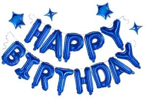 lot 6008 image: Blue Happy Birthday Balloons Banner Sign Mylar letter Party Decoration