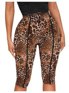 lot 6012 image: RoseSeek Womenfts Y2K Leopard Mesh 34 Length Club Capri Leggings size S
