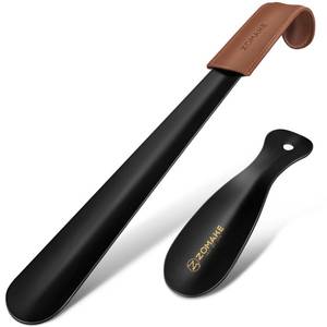 lot 6017 image: ZOMAKE Shoe Horn Long Handle for Seniors Men Women,Metal Long Shoehorn Boot Horn 16.5in,Travel Small Shoe Spoon Helper for Kids 7.5in