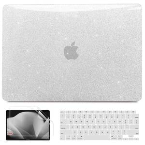 lot 6051 image: Anban Compatible with MacBook Air 13 inch Case M1 2022 2021 2020 2019 2018 A2337 A2179 A1932, Glitter Plastic Hard Shell Keyboard Cover Screen Protector for MacBook Air 13.3 inch Case, Shiny Silver