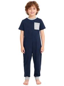 lot 6063 image: Linjinx Adaptive Clothing for Kids Boys Girls Special Needs Jumpsuit Anti-Strip Romper with Back Zipper Navy Blue 6 Years
