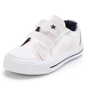 lot 6067 image: K KomForme Toddler Boys and Girls Shoes Kids Canvas Sneakers with Cartoon Dual Hook and Loops, Size 7 Toddler, White