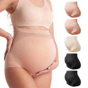 lot 6075 image: Momcozy Womenfts Maternity Underwear, High-Waist Seamless Over-Bump Briefs size XL
