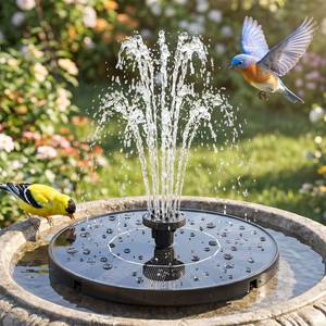 lot 6076 image: Solar Bird Bath Fountain Pump, 6.3 Inch Upgraded Floating Solar Powered Water Pump with 7 Nozzles, for Garden, Pond, Pool, Outdoor, Black