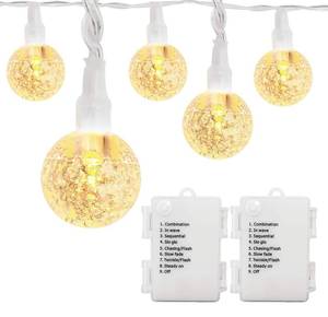lot 6082 image: LOENDE Battery Operated Globe String Lights 16FT Waterproof 30 LED 8 Modes Outdoor String Lights Crystal Ball String Light with Timer for Backyard Garden Balcony Pergola, Warm White (2 Pack)