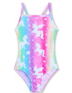 lot 6096 image: Nokecina Bathing Suits for Girls Size 7-8 Years Old Colorful Unicorn 3D Printed
