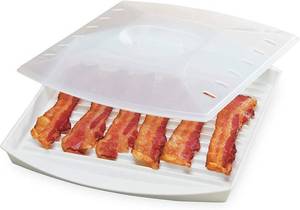 lot 6100 image: PrepSolutions Microwaveable Bacon Grill, Cooks 7-9 Pieces of Crispy Bacon