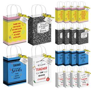 lot 6103 image: Rokochoes 24 Sets Teacher Gift Paper Bags Graduation Party Bags Paper Treat Bags Thank You Cards with Tape Measure Ribbon Teacher Appreciation Party Favor for Student Graduation Party Supplies