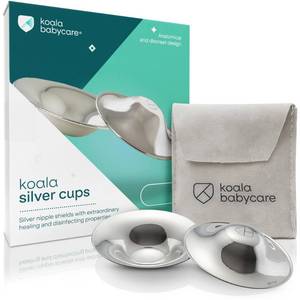 lot 6106 image: Koala Babycare The Original Silver Nursing Cups - Nipple Shields for Breastfeeding Newborn - Breastfeeding Essentials - Protect and Soothe - Tri-Laminate Silver - Standard Size