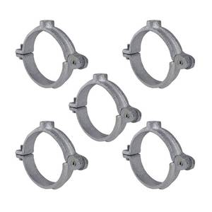 lot 6110 image: HIGHCRAFT HINGG-112-5 Industrial Decor Hinged Split Ring Pipe Hanger 1-12 in. Galvanized Iron, with 38 in. Rod Fitting, Vintage Mounting Bracket for Tubing, Shower Curtain, Tiki Torch (5 Pack)