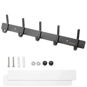 lot 6111 image: Wall Hooks-5 Tri Hangers Vertical Metal Rack Wall Mount for Hanging Coats Towel Hat Jacket Backpack Bag, Black