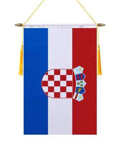 lot 6125 image: TMHTMH 18x12 Inch Croatia Wall Banner Flag,Wooden Hanging Pole and Double Satin Finish,Croatian Hanging Flag,for House Room,School Classroom, Club and Door