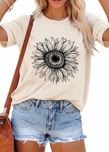 lot 6489 image: YEXIPO Womens Graphic Tees Short Sleeve Summer Tops Casual Cute T Shirts size L