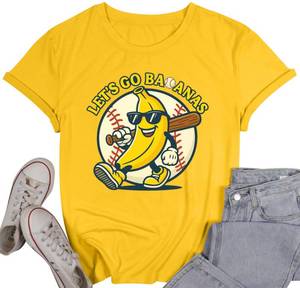 lot 6497 image: Baseball Shirts Women Game Day Mom T Shirt Funny Baseball Fan Graphic Tee Casual Short Sleeve Tops Yellow size XL