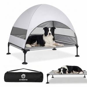 lot 7279 image: Elevated Dog Bed with Upgraded Canopy, Raised Outdoor Dog Tent with Powerful Anti-Slip Feet, Portable Pet Cot with Larger Shade, Raised Cooling Bed for Camping, Backyard, Beach, Poolside