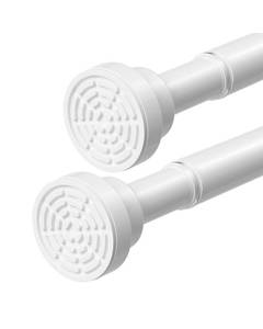 lot 7282 image: 2Pack White Tension Curtain Rod 31 to 76 Inch Spring Tension Rods