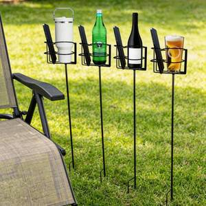 lot 7283 image: Outdoor Cup Holders, Heavy Duty Metal Beach Drink and Phone Holder Stakes Set