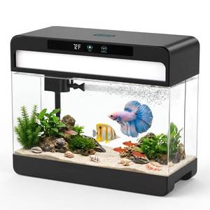 lot 7287 image: Swimsync Fish Tank Starter Kit, 3 Gallon Smart Aquarium for Betta, Black