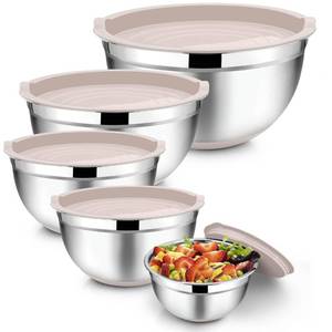 lot 7293 image: TeamFar Mixing Bowls, Salad Bowls with Airtight Lids, Khaki