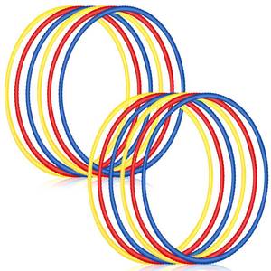lot 7294 image: Sratte 12 Pcs Hoop for Detachable Adjustable Hoop Colored Exercise Ring Plastic Circle for Gymnastics Equipment Require Self Assembly (28 Inch,Red,Blue,Yellow)