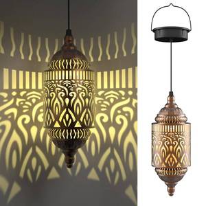 lot 7299 image: Twinkya Hanging Solar Lights Outdoor Garden Decor, Decorative Waterproof Metal Moroccan Solar Lantern Lamp, Outside Decorations for Patio Yard Porch Backyard Decor, Gardening Gifts for Women Mom