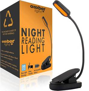 lot 8352 image: Amber Light  Giftable Amber Book Light - Blue Light Blocking - Night Reading Booklight Store. Rechargeable. 1600K for Reading in Bed at Night. Perfect as a Giftable Kindle Light and LED Book Light.