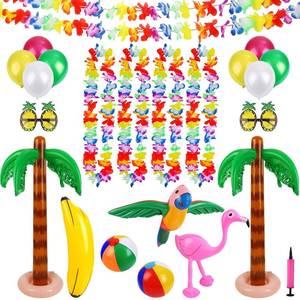 lot 8354 image: Ruisita Inflatable Luau Party Set 2 Pack Palm Trees 1 Pack Inflatable Parrot 1 Pack Inflatable Flamingo 2 Pack Beach Balls One Pack Banana 2 Pairs Pineapple Glasses for Summer Swimming Pool Game�