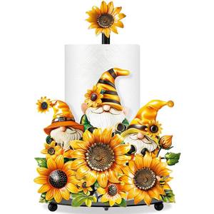 lot 8358 image: Thyle Sunflower Paper Towel Holder Summer Sunflower Gnome Kitchen Decor and Accessories Rustic Farmhouse Dispenser Kitchen Paper Holder Stand with Round Base for Countertop Toilet Home Accessories